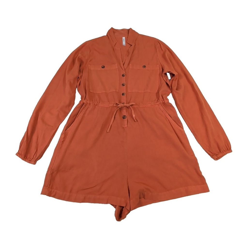 RVCA Shorts Romper Womens M Rust Orange Lightweight Minimalist Casual Travel